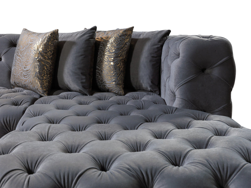 Neva Gray Velvet Double Chaise Sectional - Lara FurnitureSectional