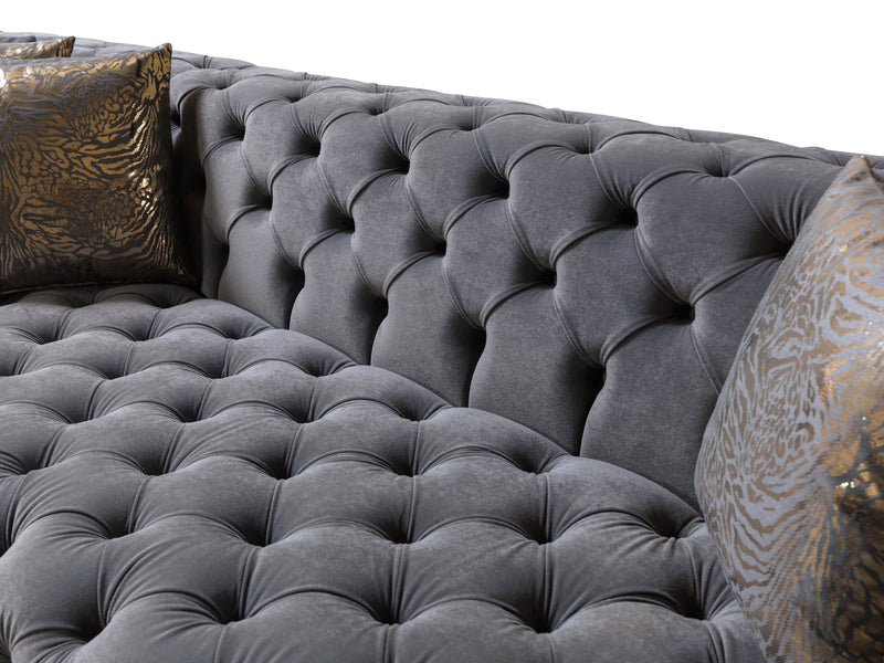 Neva Gray Velvet Double Chaise Sectional - Lara FurnitureSectional
