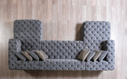 Neva Gray Velvet Double Chaise Sectional - Lara FurnitureSectional