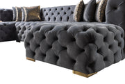 Neva Gray Velvet Double Chaise Sectional - Lara FurnitureSectional