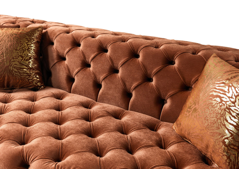Neva Orange Velvet Double Chaise 138" Sectional [ETA: 8/23] - Lara FurnitureSectional