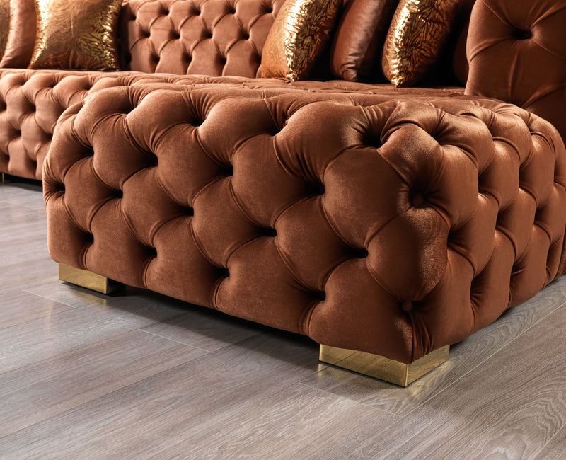 Neva Orange Velvet Double Chaise 138" Sectional [ETA: 8/23] - Lara FurnitureSectional