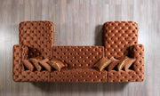 Neva Orange Velvet Double Chaise 138" Sectional [ETA: 8/23] - Lara FurnitureSectional