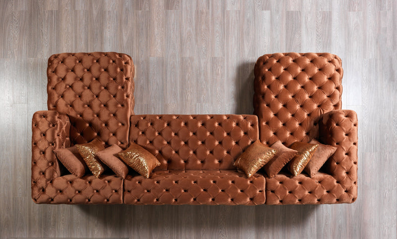 Neva Orange Velvet Double Chaise 138" Sectional [ETA: 8/23] - Lara FurnitureSectional