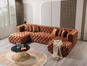 Neva Orange Velvet Double Chaise 138" Sectional [ETA: 8/23] - Lara FurnitureSectional