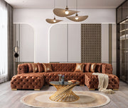Neva Orange Velvet Double Chaise 138" Sectional [ETA: 8/23] - Lara FurnitureSectional