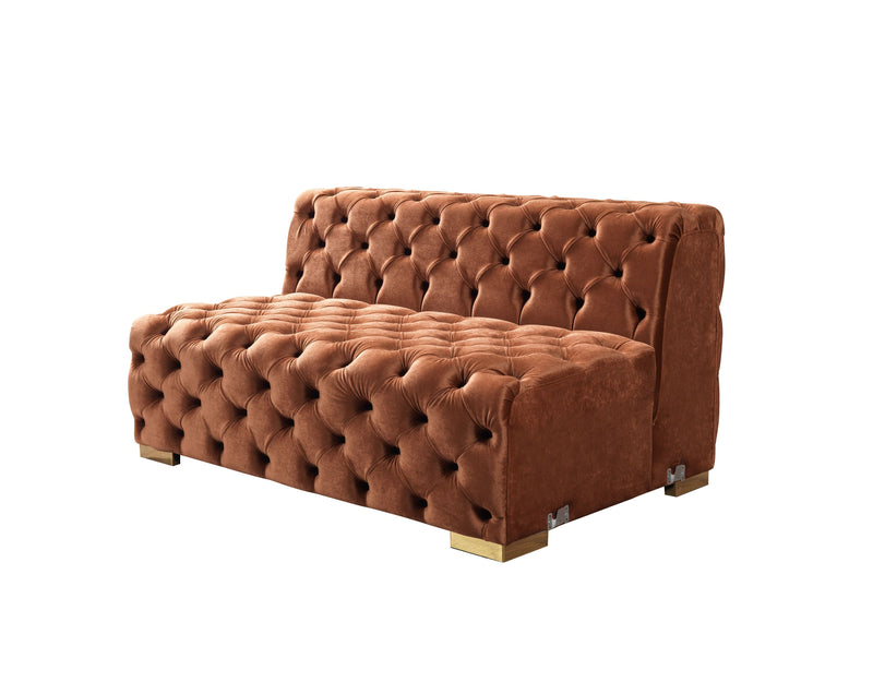 Neva Orange Velvet Double Chaise 138" Sectional [ETA: 8/23] - Lara FurnitureSectional
