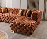 Neva Orange Velvet Double Chaise 138" Sectional [ETA: 8/23] - Lara FurnitureSectional
