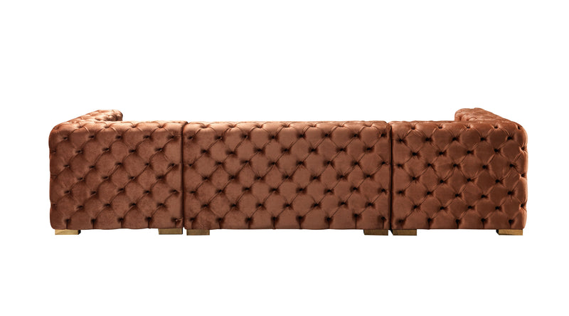 Neva Orange Velvet Double Chaise 138" Sectional [ETA: 8/23] - Lara FurnitureSectional