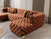 Neva Orange Velvet Double Chaise 138" Sectional [ETA: 8/23] - Lara FurnitureSectional