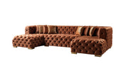 Neva Orange Velvet Double Chaise 138" Sectional [ETA: 8/23] - Lara FurnitureSectional
