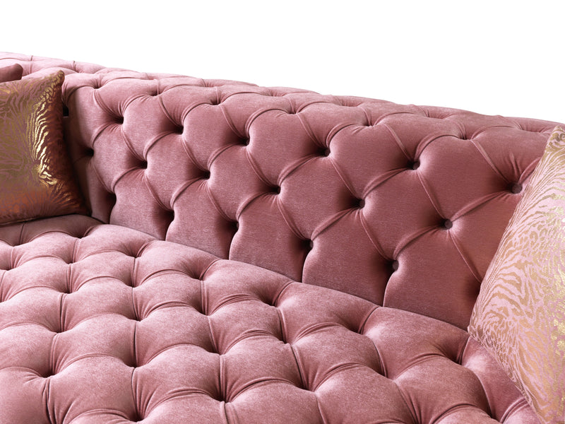 Neva Pink Velvet Double Chaise 138" Sectional [ETA: 8/23] - Lara FurnitureSectional