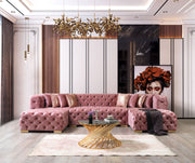 Neva Pink Velvet Double Chaise 138" Sectional [ETA: 8/23] - Lara FurnitureSectional