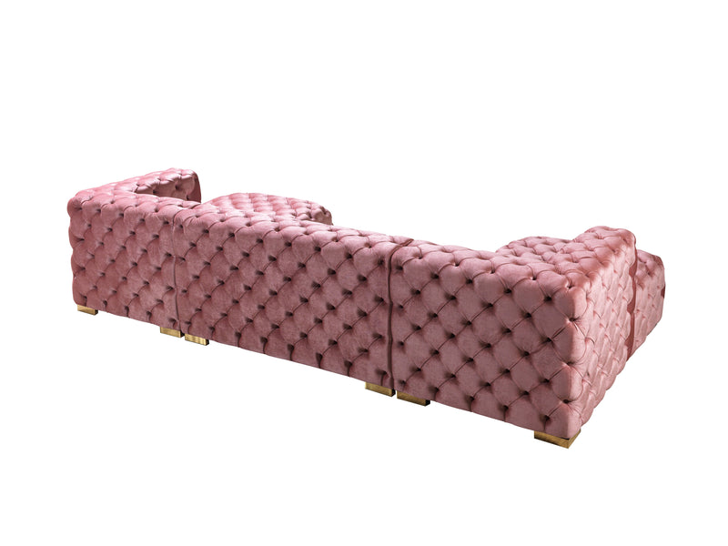Neva Pink Velvet Double Chaise 138" Sectional [ETA: 8/23] - Lara FurnitureSectional