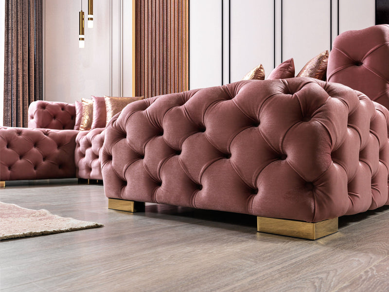 Neva Pink Velvet Double Chaise 138" Sectional [ETA: 8/23] - Lara FurnitureSectional