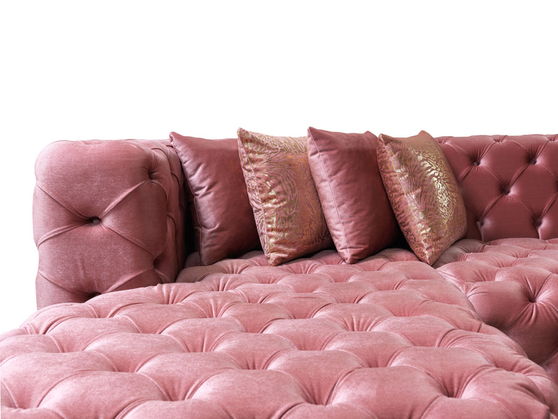 Neva Pink Velvet Double Chaise 138" Sectional [ETA: 8/23] - Lara FurnitureSectional