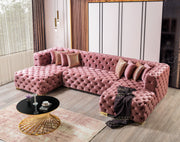 Neva Pink Velvet Double Chaise 138" Sectional [ETA: 8/23] - Lara FurnitureSectional