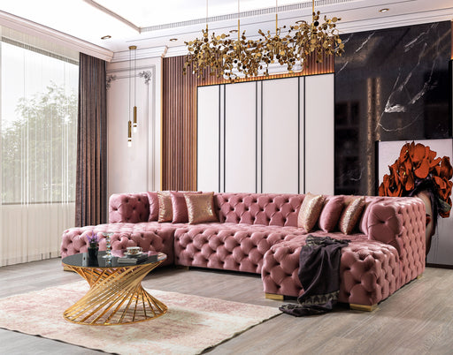 Neva Pink Velvet Double Chaise 138" Sectional [ETA: 8/23] - Lara FurnitureSectional