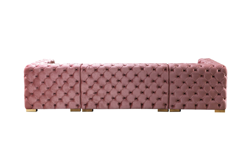 Neva Pink Velvet Double Chaise 138" Sectional [ETA: 8/23] - Lara FurnitureSectional