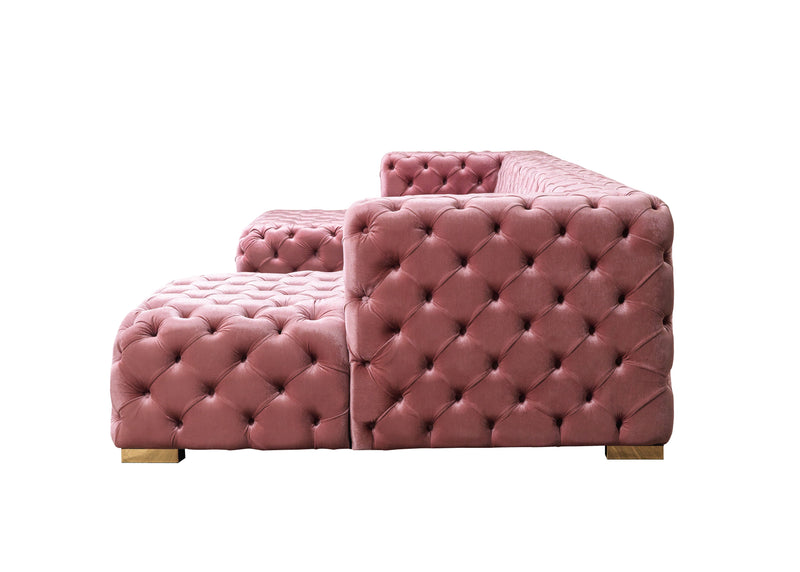 Neva Pink Velvet Double Chaise 138" Sectional [ETA: 8/23] - Lara FurnitureSectional