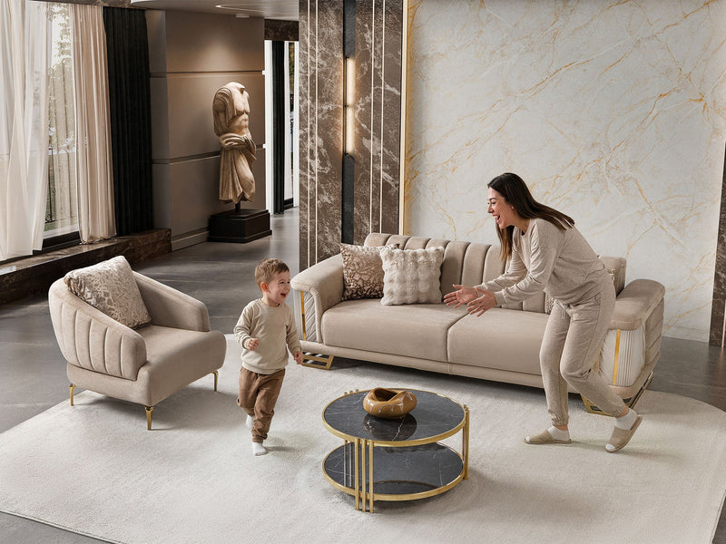 Nevada 3-pieces (Sofa & Loveseat & Chair) Livingroom Set in Beige - 200-ST-NEV-FLORIA07-321
