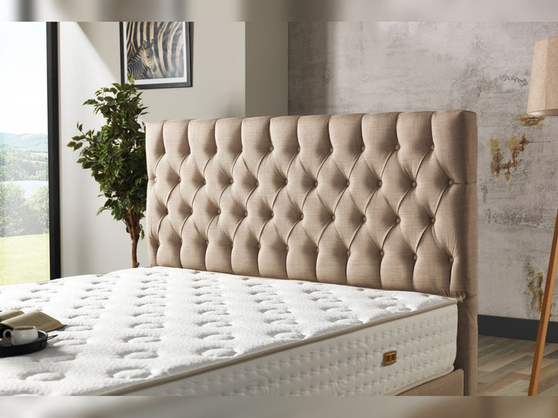 Nevada Storage Bed With Headboard Cream - King in Cream - 110-NEV-CREAM-200-SB