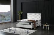 Nevada Storage Bed With Headboard White Vinyl - King in White - 110-NEV-WHIPU-200-SB