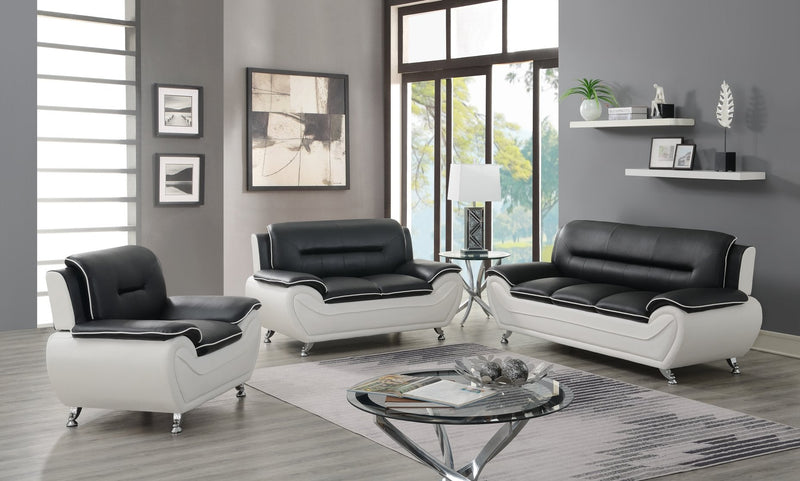 New York Black & White Sofa & Loveseat & Chair - NEW-YORK-BK-WT-SLC