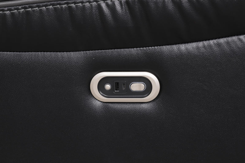 Newnan - Black Power Recliner Sectional with Bluetooth Speaker, Subwoofer, Storage Console, Tube LED, Cup Holder, USB Charger, Zero Gravity - S470-Sectional