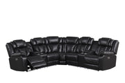 Newnan - Black Power Recliner Sectional with Bluetooth Speaker, Subwoofer, Storage Console, Tube LED, Cup Holder, USB Charger, Zero Gravity - S470-Sectional