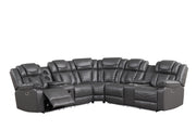 Newnan - Gray Power Recliner Sectional with Bluetooth Speaker, Subwoofer, Storage Console, Tube LED, Cup Holder, USB Charger, Zero Gravity - S471-Sectional