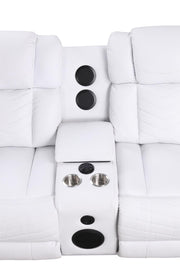 Newnan - White Power Recliner Sectional with Bluetooth Speaker, Subwoofer, Storage Console, Tube LED, Cup Holder, USB Charger, Zero Gravity - S472-Sectional