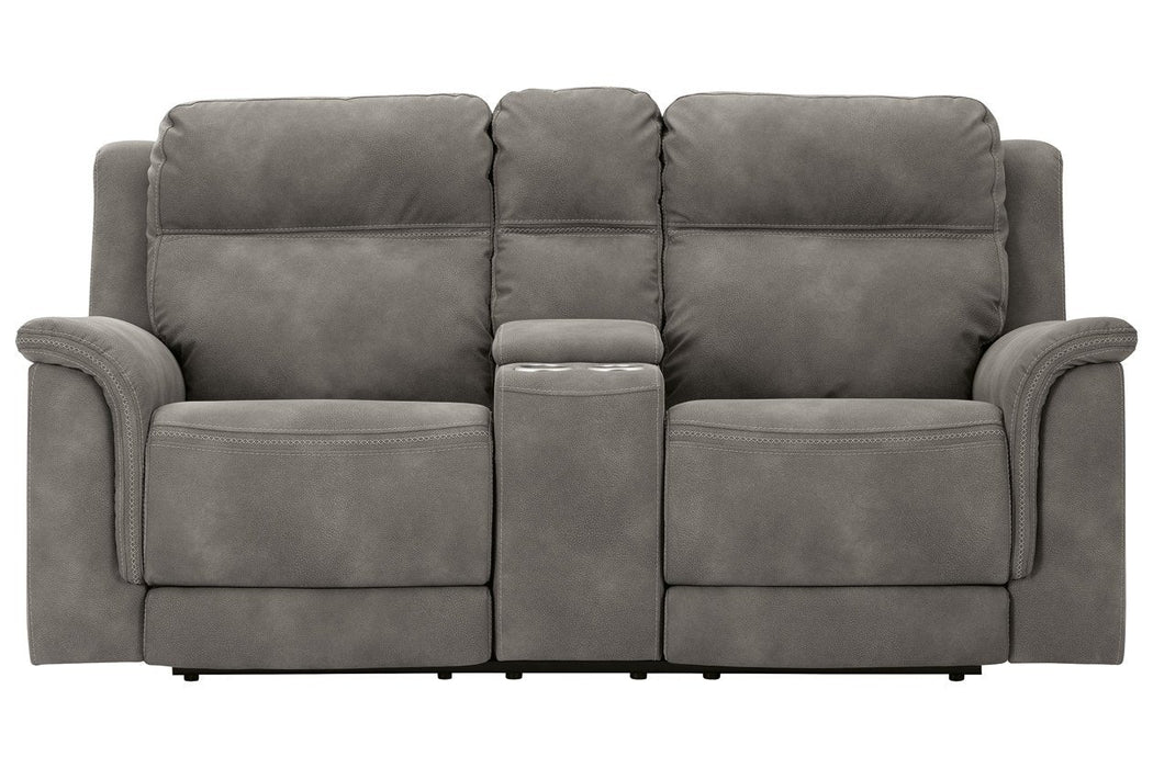 Next - Gen DuraPella Slate Power Reclining Loveseat with Console - Gate FurniturePower Reclining Loveseat