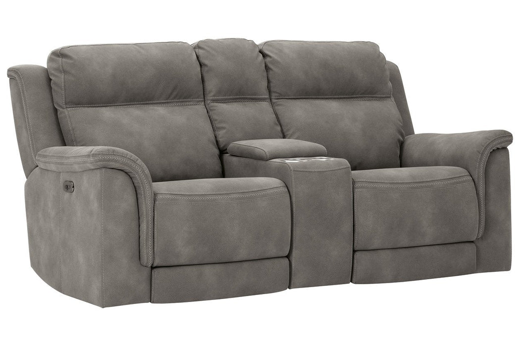 Next - Gen DuraPella Slate Power Reclining Loveseat with Console - Gate FurniturePower Reclining Loveseat