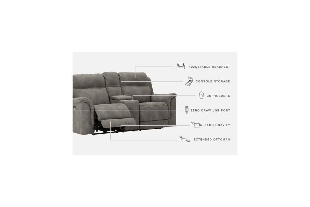 Next - Gen DuraPella Slate Power Reclining Loveseat with Console - Gate FurniturePower Reclining Loveseat
