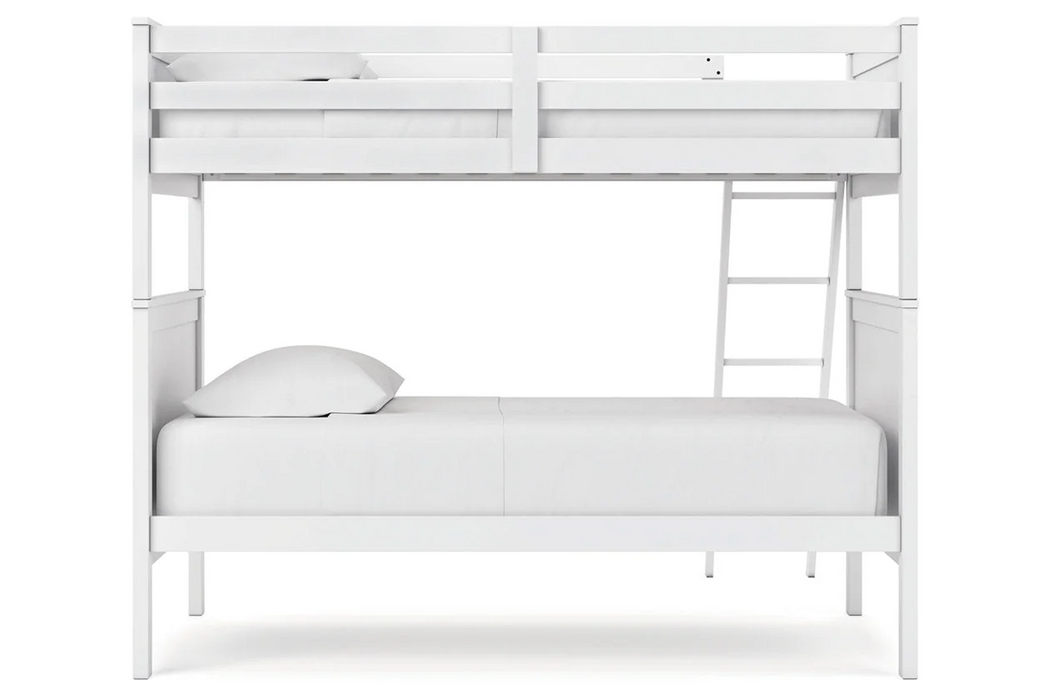 Nextonfort White Twin over Twin Bunk Bed