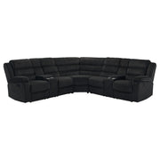 Nexus - Black Manual Recliner Sectional with Storage Consoles and Cup Holder - S483-Sectional