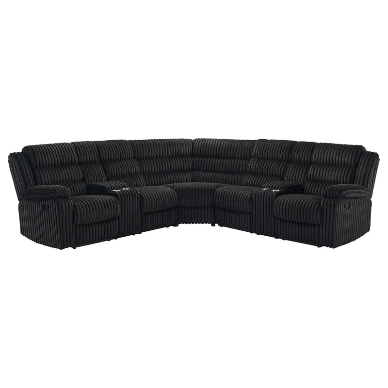 Nexus - Black Manual Recliner Sectional with Storage Consoles and Cup Holder - S483-Sectional
