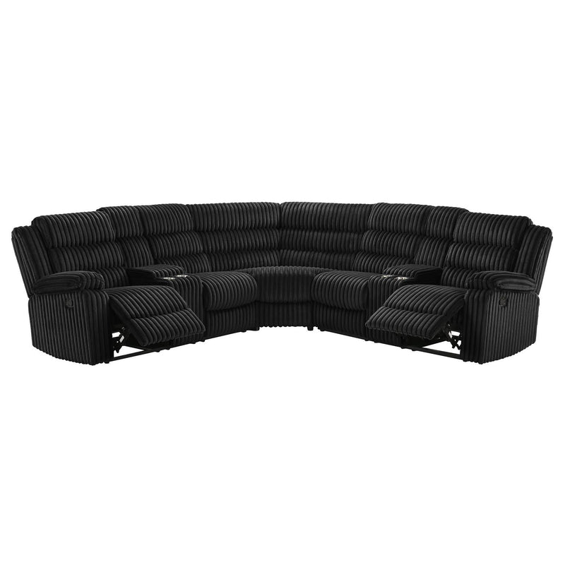 Nexus - Black Manual Recliner Sectional with Storage Consoles and Cup Holder - S483-Sectional