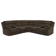 Nexus - Brown Manual Recliner Sectional with Storage Consoles and Cup Holder - S484-Sectional