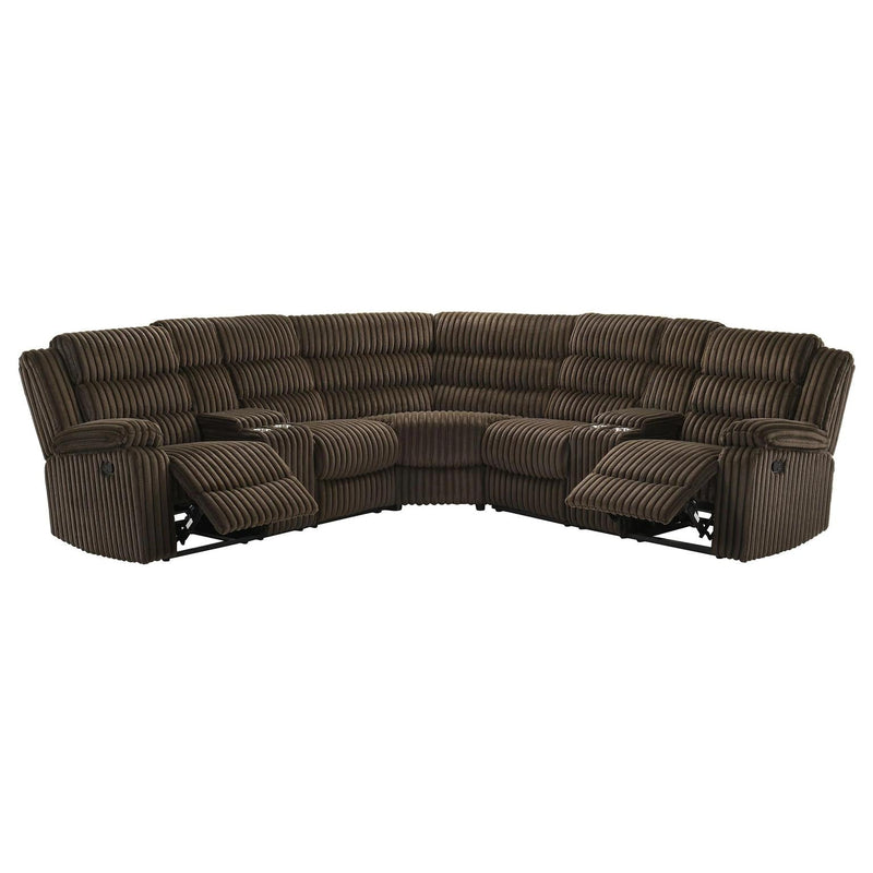 Nexus - Brown Manual Recliner Sectional with Storage Consoles and Cup Holder - S484-Sectional