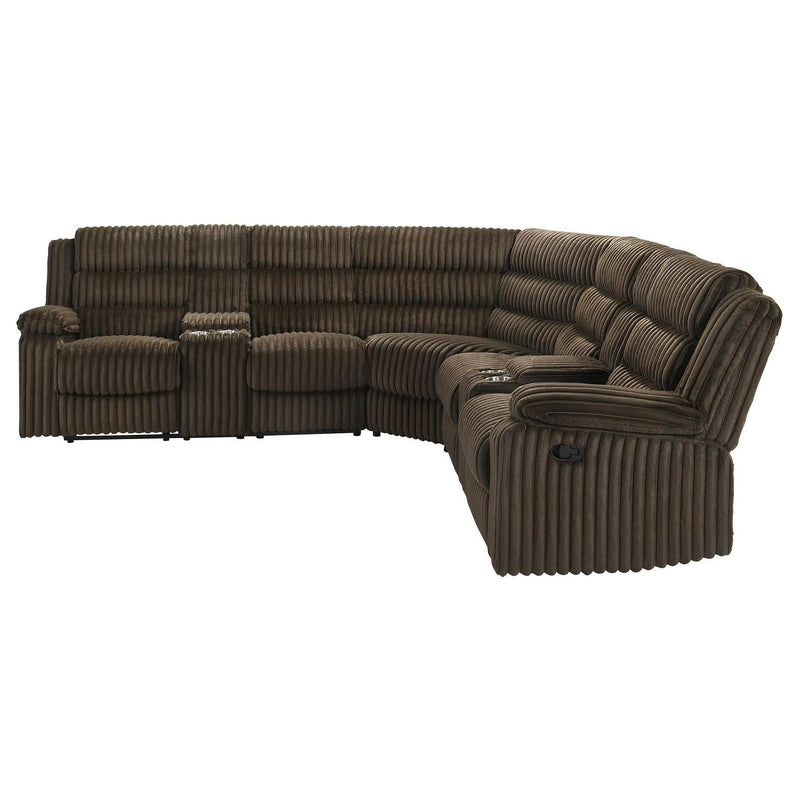 Nexus - Brown Manual Recliner Sectional with Storage Consoles and Cup Holder - S484-Sectional