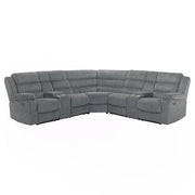 Nexus - Gray Manual Recliner Sectional with Storage Consoles and Cup Holder - S485-Sectional