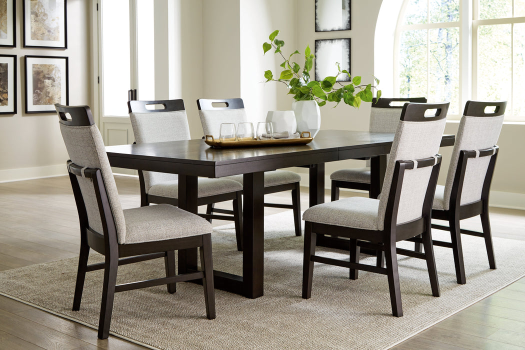 Neymorton Dark Grayish Brown Dining Table and 6 Chairs - Gate FurnitureDining Room Set