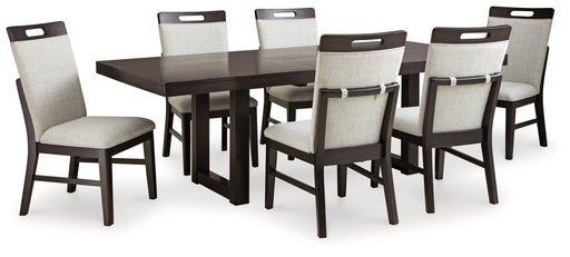 Neymorton Dark Grayish Brown Dining Table and 6 Chairs - Gate FurnitureDining Room Set