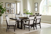 Neymorton Dark Grayish Brown Dining Table and 6 Chairs - Lara FurnitureDining Room Set