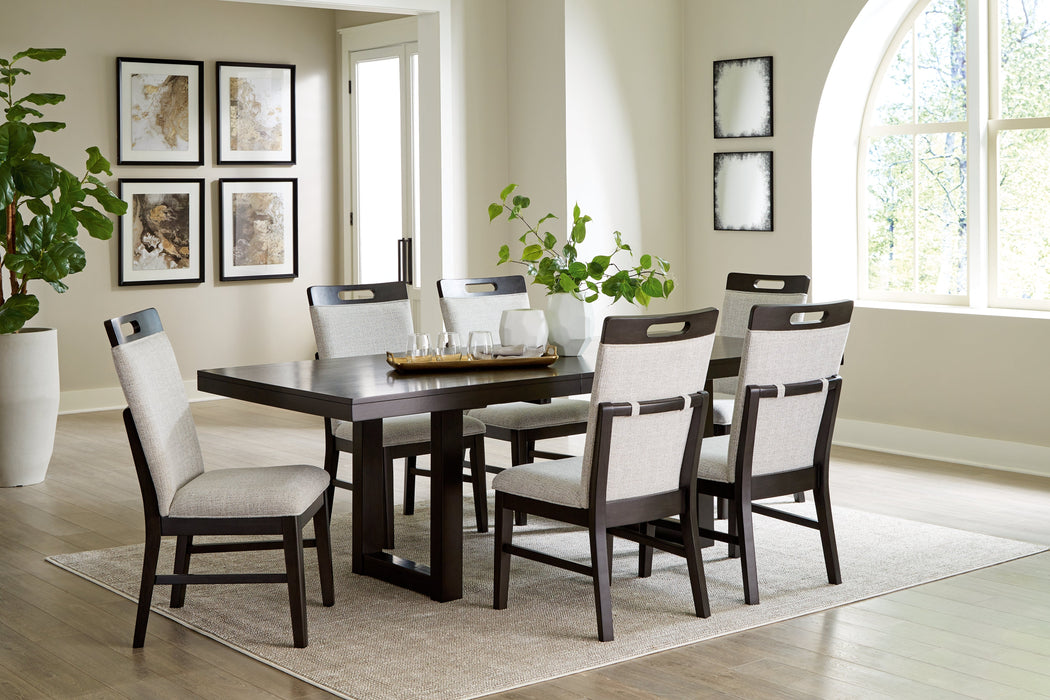 Neymorton Dark Grayish Brown Dining Table and 6 Chairs - Gate FurnitureDining Room Set