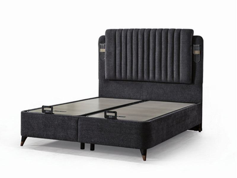 Nilufer Storage Bed With Headboard - Twin in Anthracite - 200-ELIF-NIL-90-EY380-SB