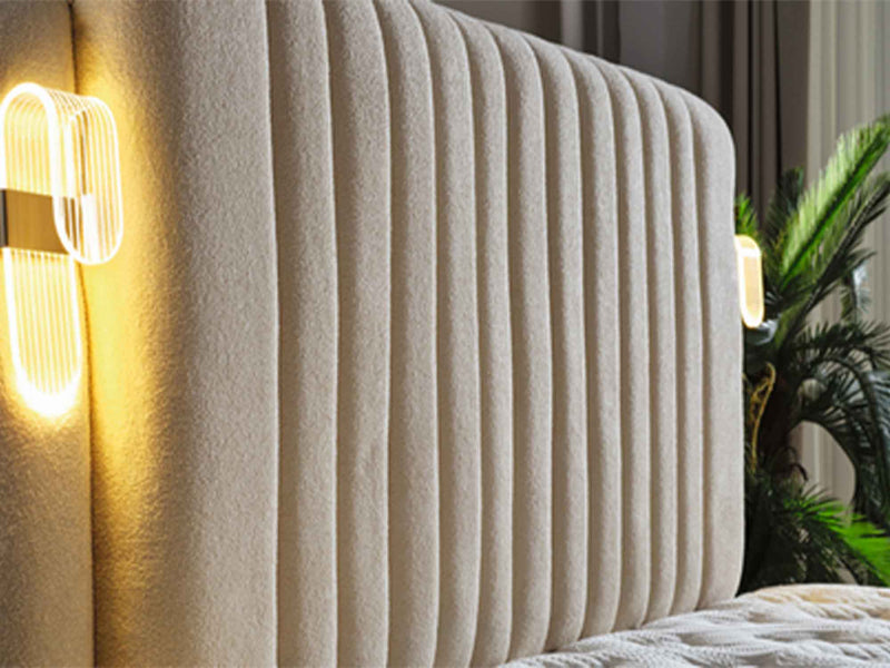 Nilufer Storage Bed With Headboard - Twin in Beige - 200-ELIF-NIL-90-EY382-SB