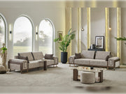 Nirvana 4-pieces (2 Four Seat Sofa & 2 Chair) Livingroom Set Beige in Beige - 101-NIR-MED125-4411